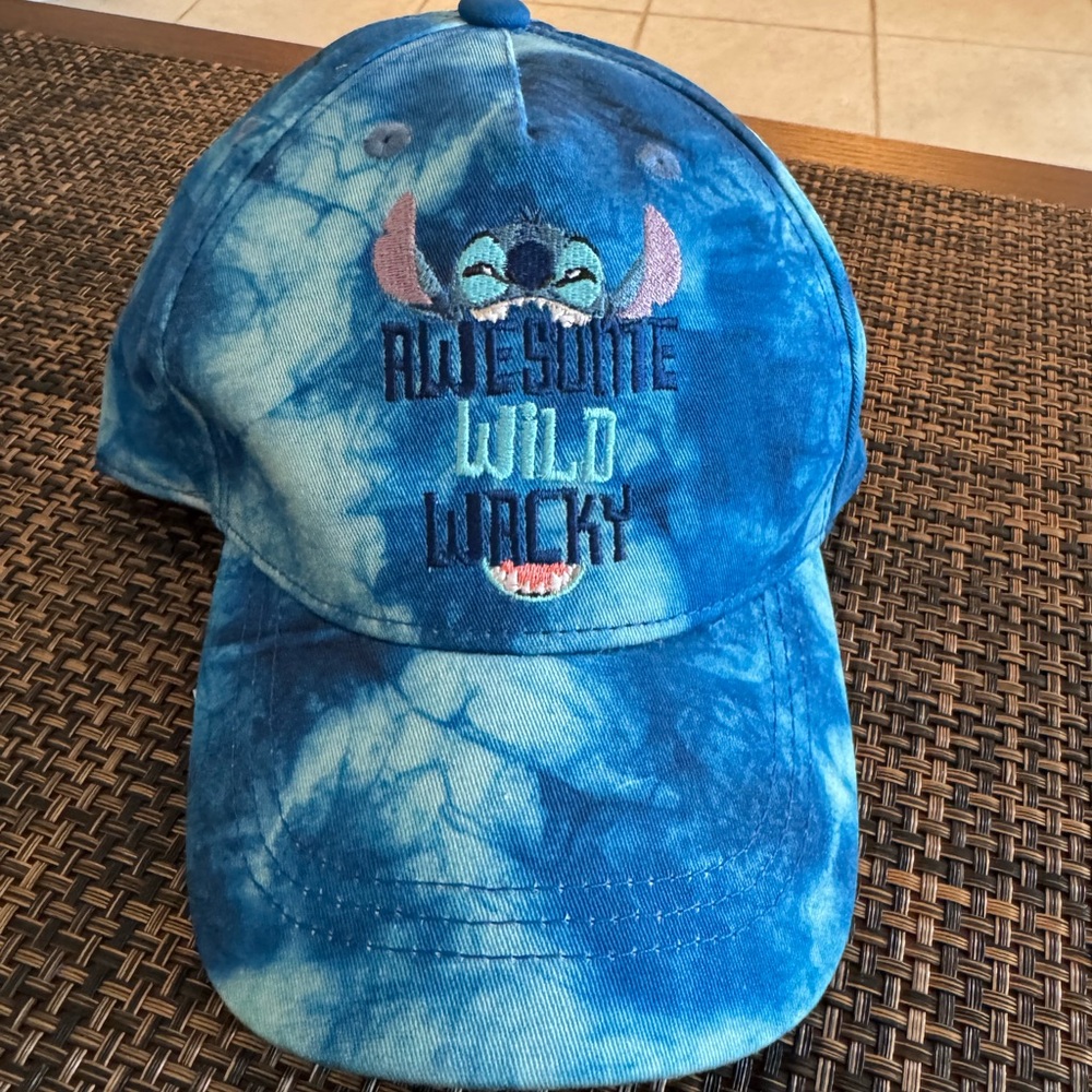 Disney Blue Tie-Dye Cap with Stitch Embroidery